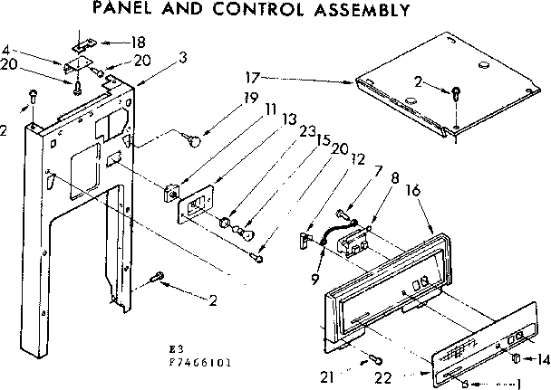 Kenmore 6657466101 panel and control assembly diagram
