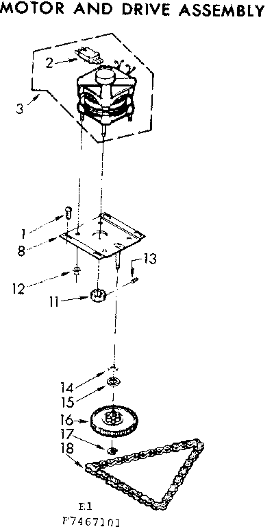 Kenmore 6657467101 motor and drive assembly diagram