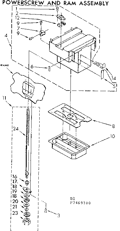 Kenmore 6657469100 powerscrew and ram assembly diagram