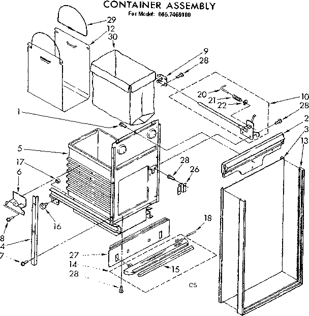 Kenmore 6657469100 container assembly diagram