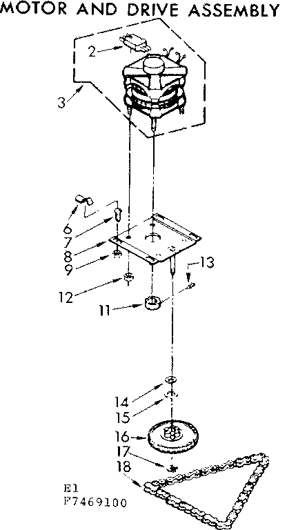 Kenmore 6657469100 motor and drive assembly diagram