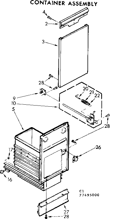 Kenmore 6657495000 container assembly diagram