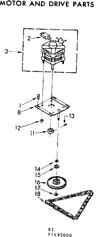 Kenmore 6657495000 motor and drive parts diagram