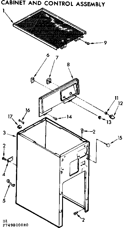 Kenmore 6657498000RO cabinet and control assembly diagram
