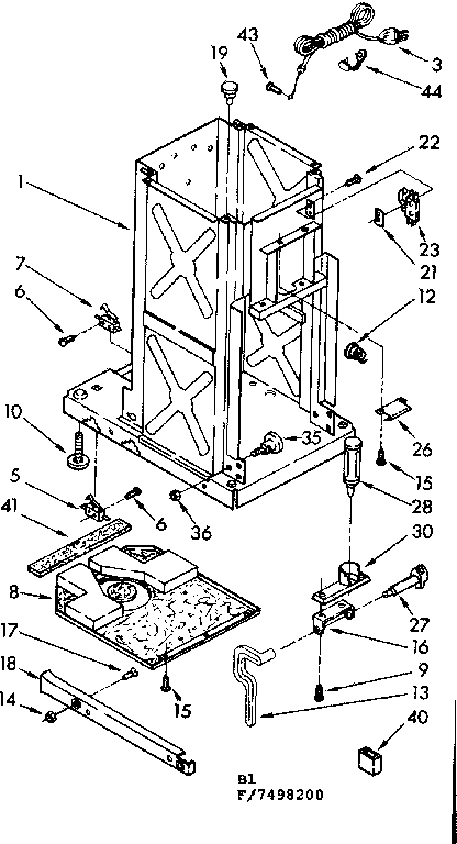 Kenmore 6657498200 frame assembly diagram