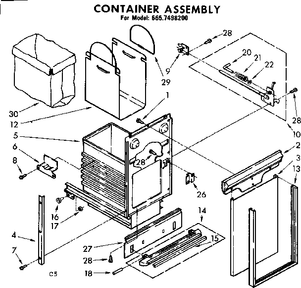 Kenmore 6657498200 container assembly diagram
