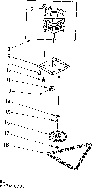 Kenmore 6657498200 motor and drive parts diagram