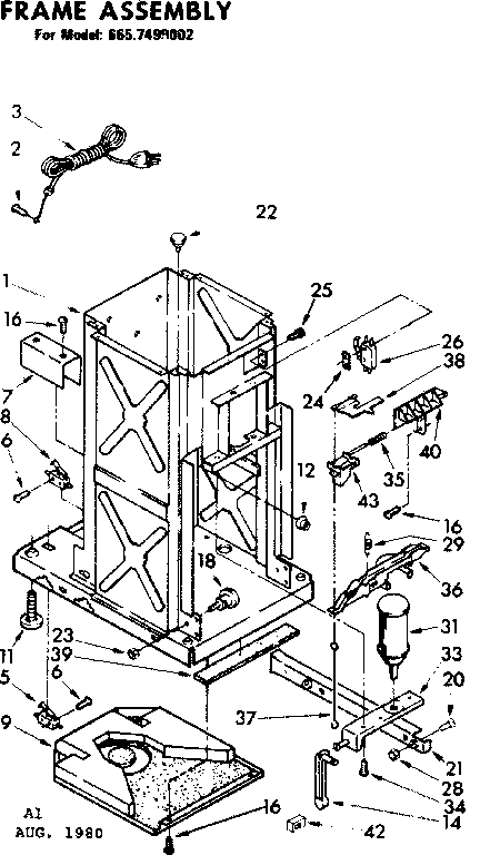 Kenmore 6657499002 frame assembly diagram