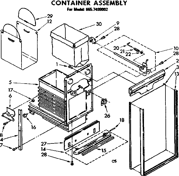 Kenmore 6657499002 container asm diagram