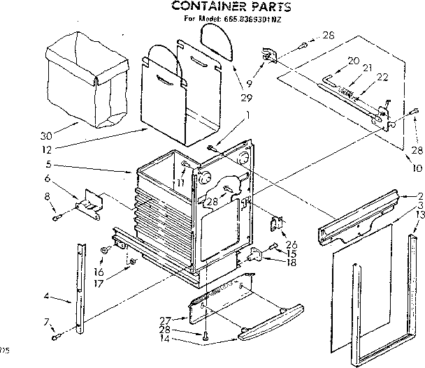 Kenmore 6228369301NZ container parts diagram
