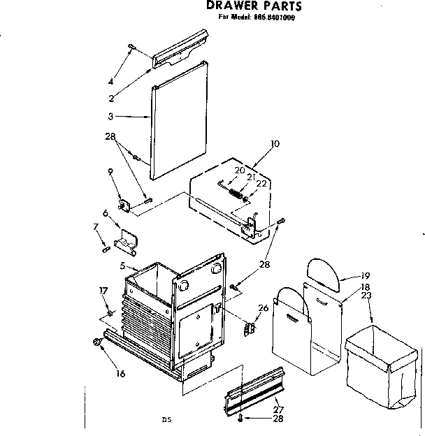 Kenmore 6658401000 drawer parts diagram