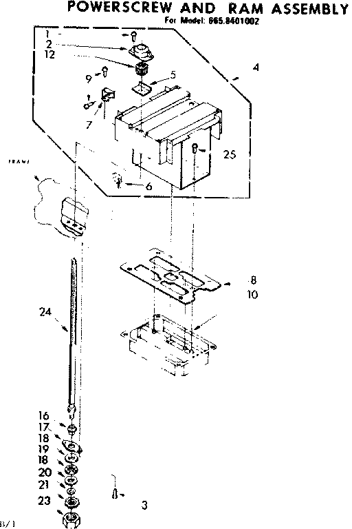 Kenmore 6658401002 powerscrew and ram assembly diagram