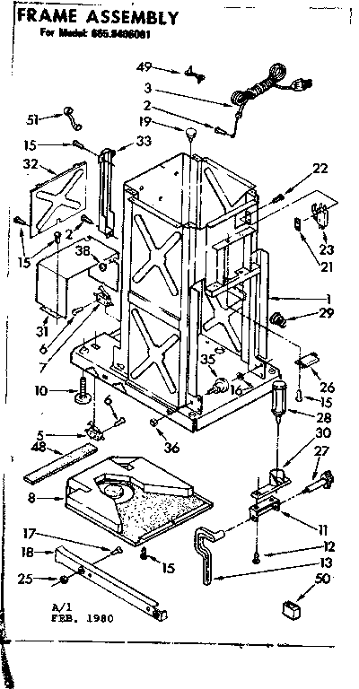 Kenmore 6658406001 frame assembly diagram