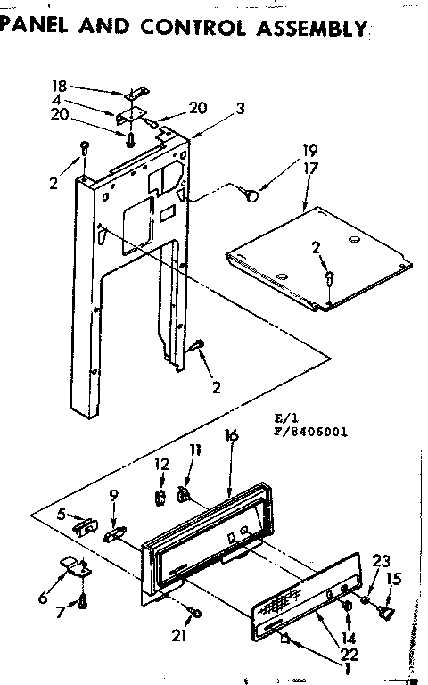Kenmore 6658406001 panel and control assembly diagram