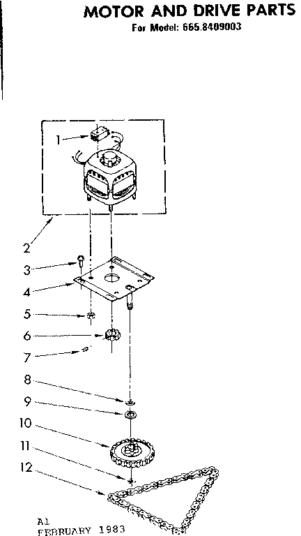 Kenmore 6658409003 motor and drive parts diagram