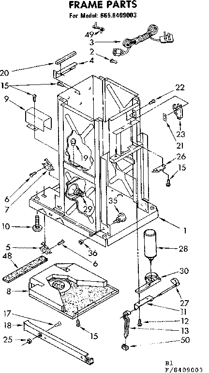 Kenmore 6658409003 frame parts diagram