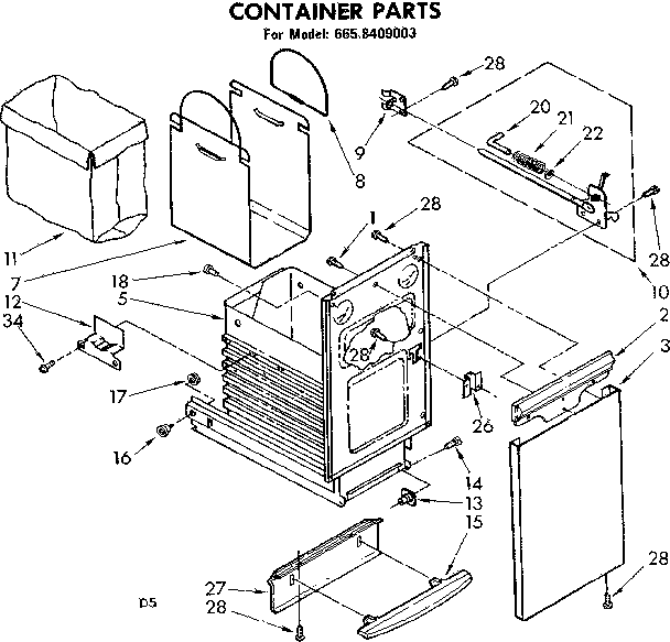 Kenmore 6658409003 container parts diagram