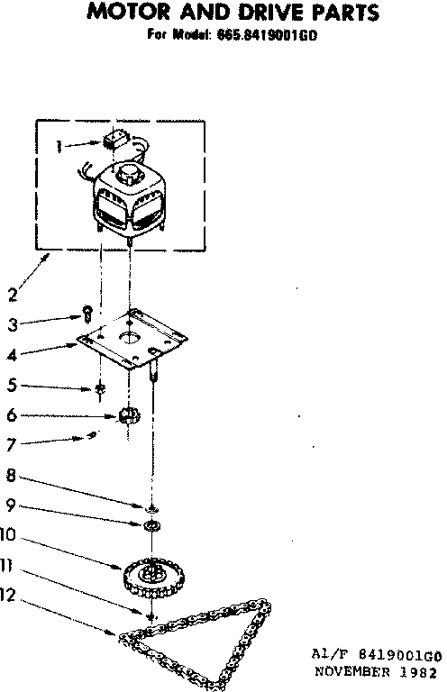 Kenmore 6228419001GO motor and drive parts diagram