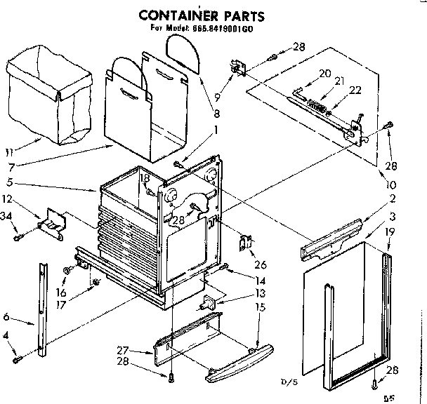 Kenmore 6228419001GO container parts diagram