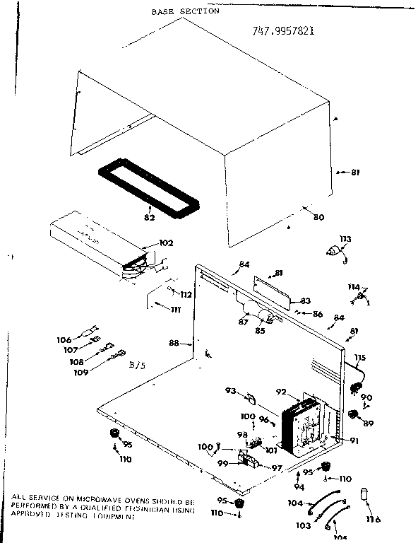Kenmore 7479957821 base section diagram