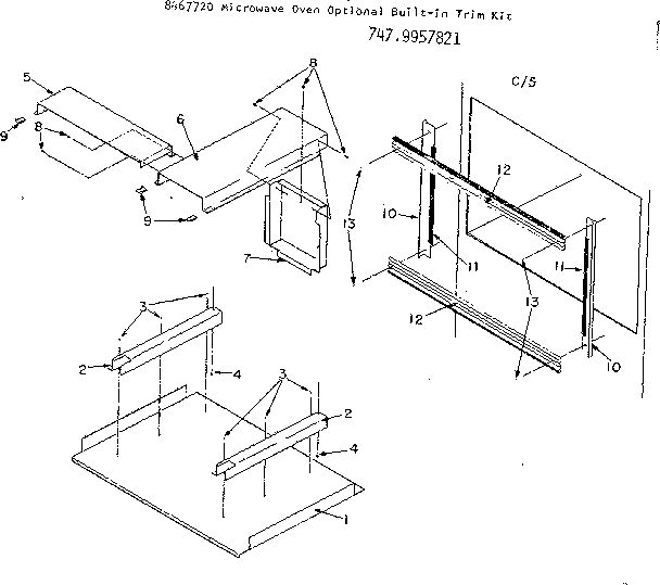 Kenmore 7479957821 optional built-in trim kit 8467720 diagram