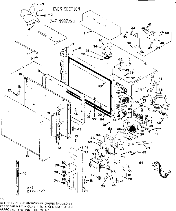 Kenmore 7479987720 oven section diagram