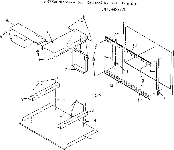 Kenmore 7479987720 optional built-in trim kit 8467720 diagram
