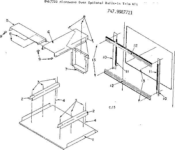 Kenmore 7479987721 optional built-in trim kit 8467720 diagram