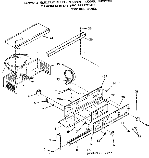 Kenmore 9114218490 control panel diagram