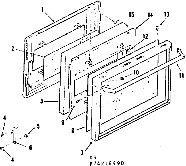 Kenmore 9114218490 full glass oven door diagram