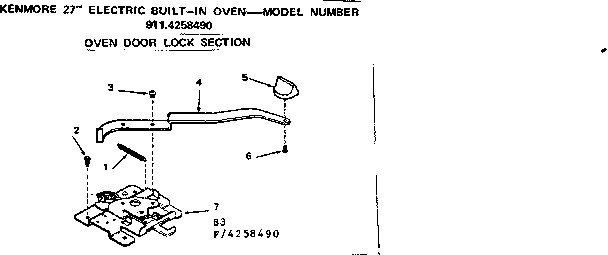 Kenmore 9114258490 oven door lock section diagram