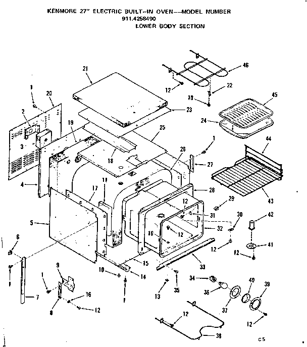 Kenmore 9114258490 lower body section diagram