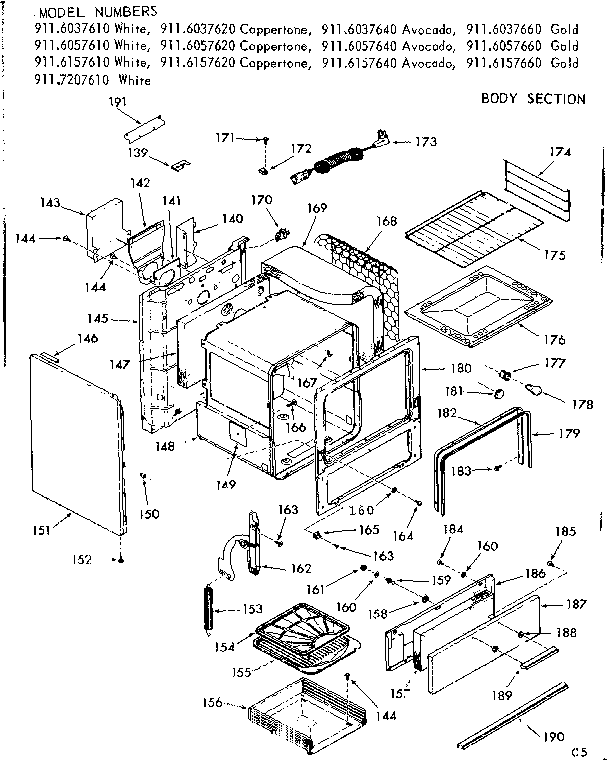 Kenmore 9116037610 body section diagram