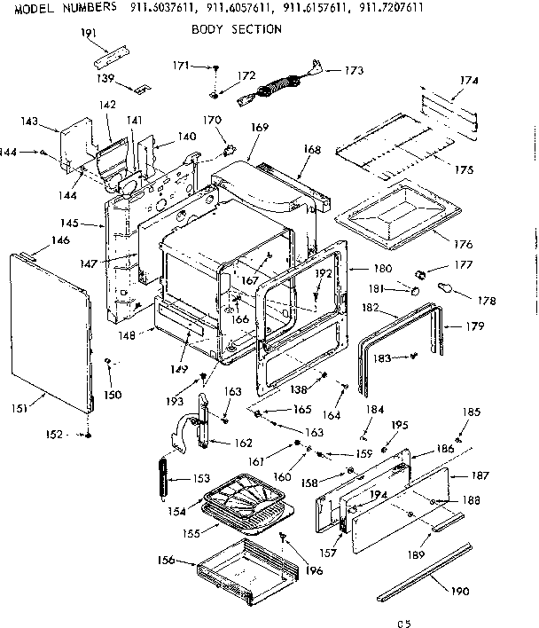 Kenmore 9116057611 body section diagram