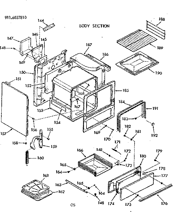 Kenmore 9116037810 body section diagram