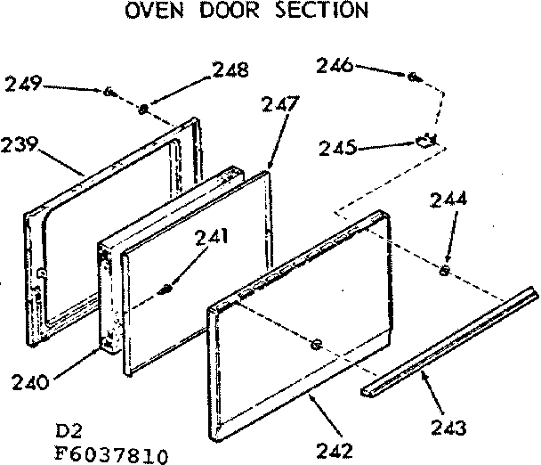 Kenmore 9116037810 oven door section diagram