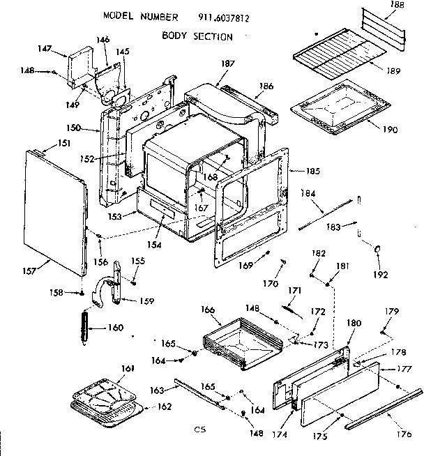 Kenmore 9116037812 body section diagram