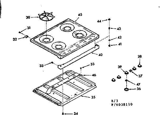 Kenmore 9116038110 maintop section diagram