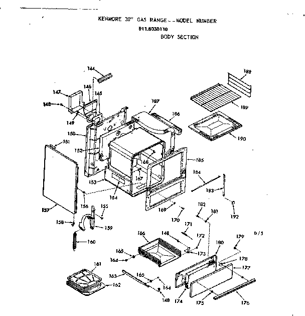 Kenmore 9116038110 body section diagram