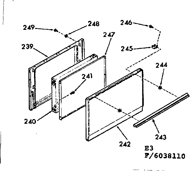 Kenmore 9116038110 oven door section diagram