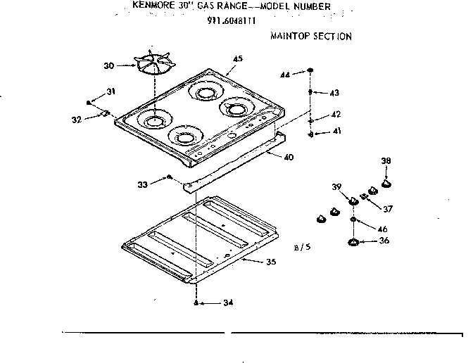 Kenmore 9116048111 maintop section diagram