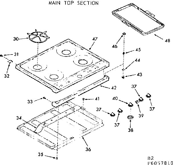 Kenmore 9116157810 main top section diagram