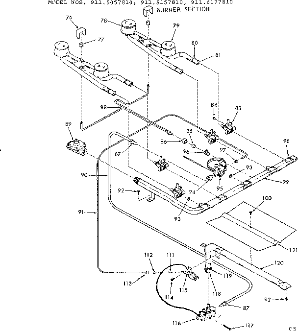 Kenmore 9116157810 burner section diagram