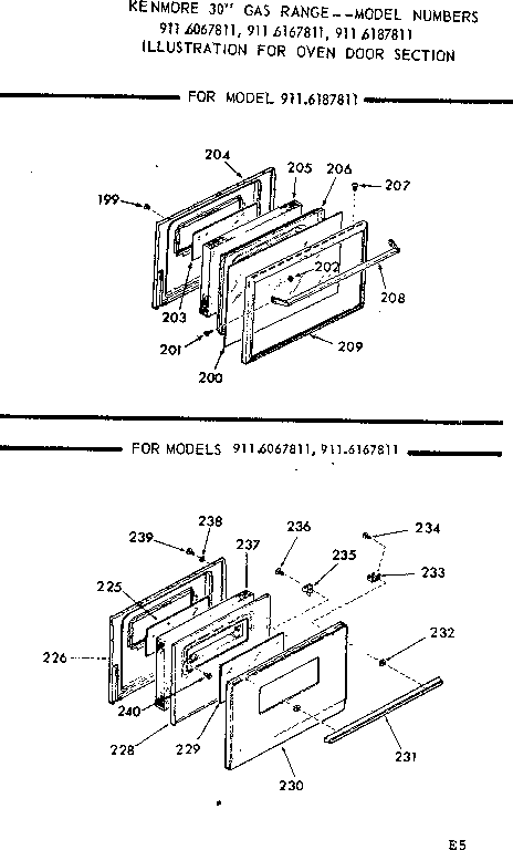 Kenmore 9116187811 oven door section diagram