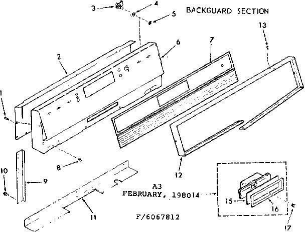 Kenmore 9116187812 backguard section diagram