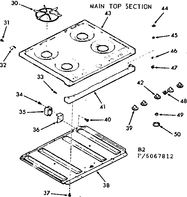 Kenmore 9116187812 main top section diagram