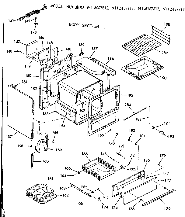 Kenmore 9116187812 body section diagram