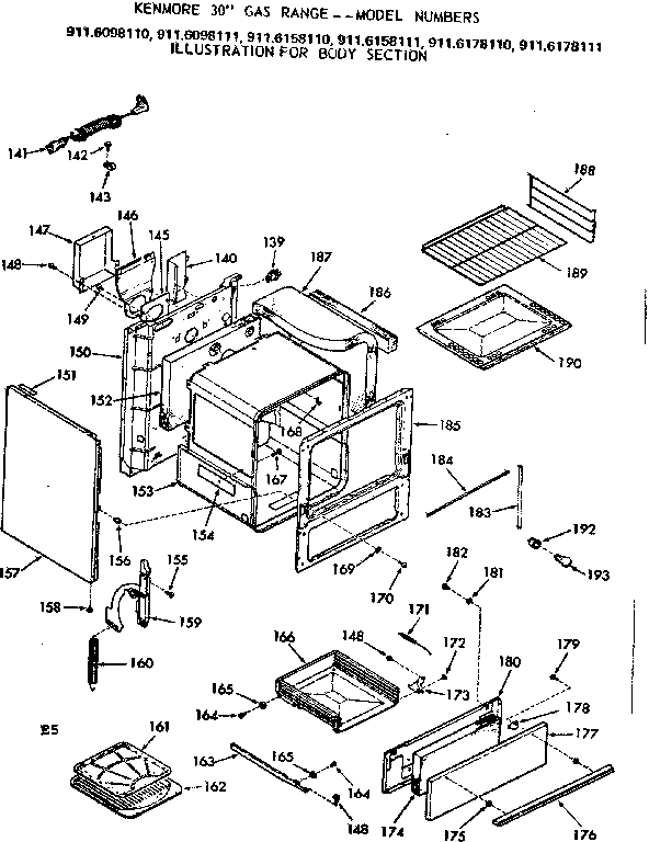 Kenmore 9116178111 body section diagram