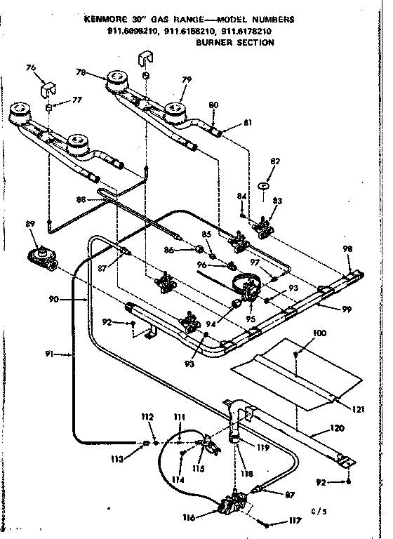 Kenmore 9116098210 burner section diagram