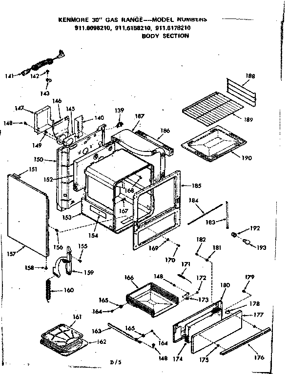 Kenmore 9116098210 body section diagram